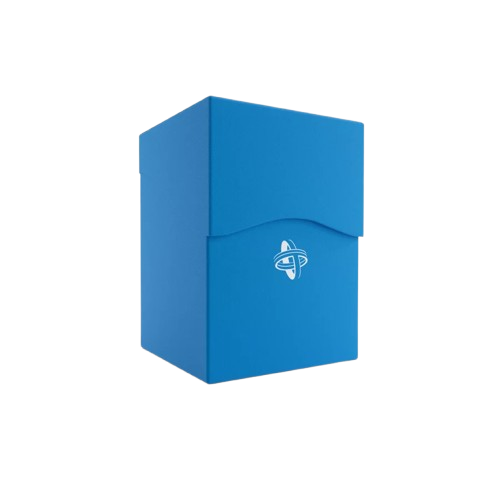 Blue Gamegenic deck box with secure lid and logo for storing and protecting trading cards