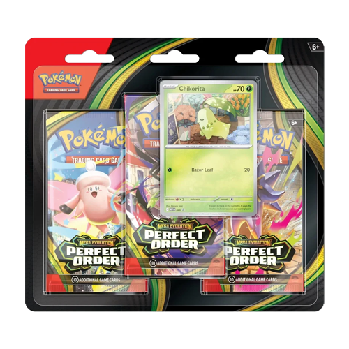 Pokémon TCG: Mega Evolution- Perfect Order - 3 Pack Blister (Chikorita)