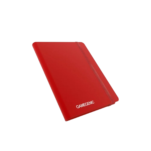 Gamegenic red 18 pocket card album with elastic closure for secure card storage