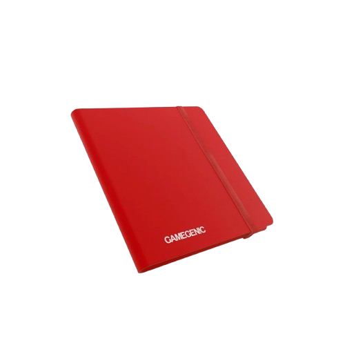 Gamegenic red 24 pocket trading card album with elastic band closure for secure storage