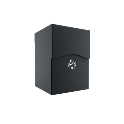 Black Gamegenic deck box with secure lid and logo for storing trading cards and game decks