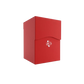 Red Gamegenic deck box with secure lid and logo for storing and protecting trading cards