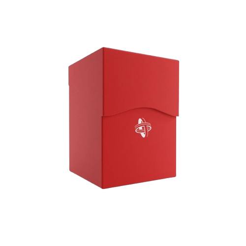 Red Gamegenic deck box with secure lid and logo for storing and protecting trading cards